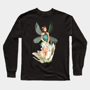 Virgo woman girl fairy faerie elf standing in lily Long Sleeve T-Shirt